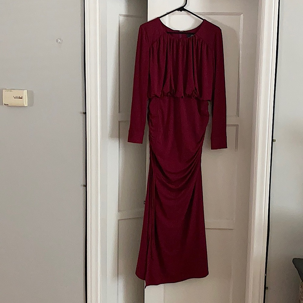 Midnight velvet formal dress in burgundy